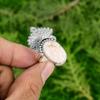 Oval Scolecite Gemstone 925 Sterling Silver Engagement Crown Chakra Elegant Ring