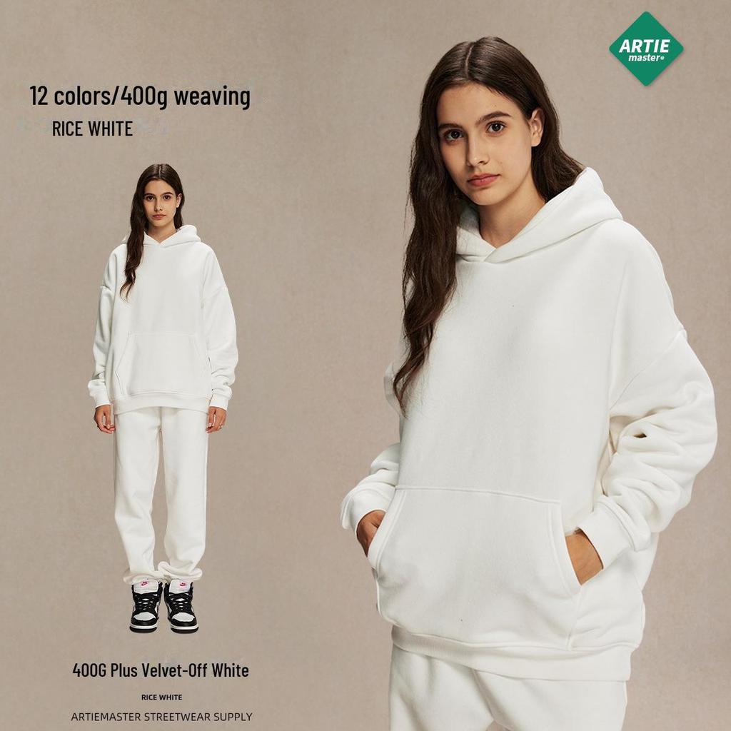 Men's Oversized Polar Fleece Hoodie - Non-Shedding, Thickened 400g, Trendy Autumn/Winter 2024