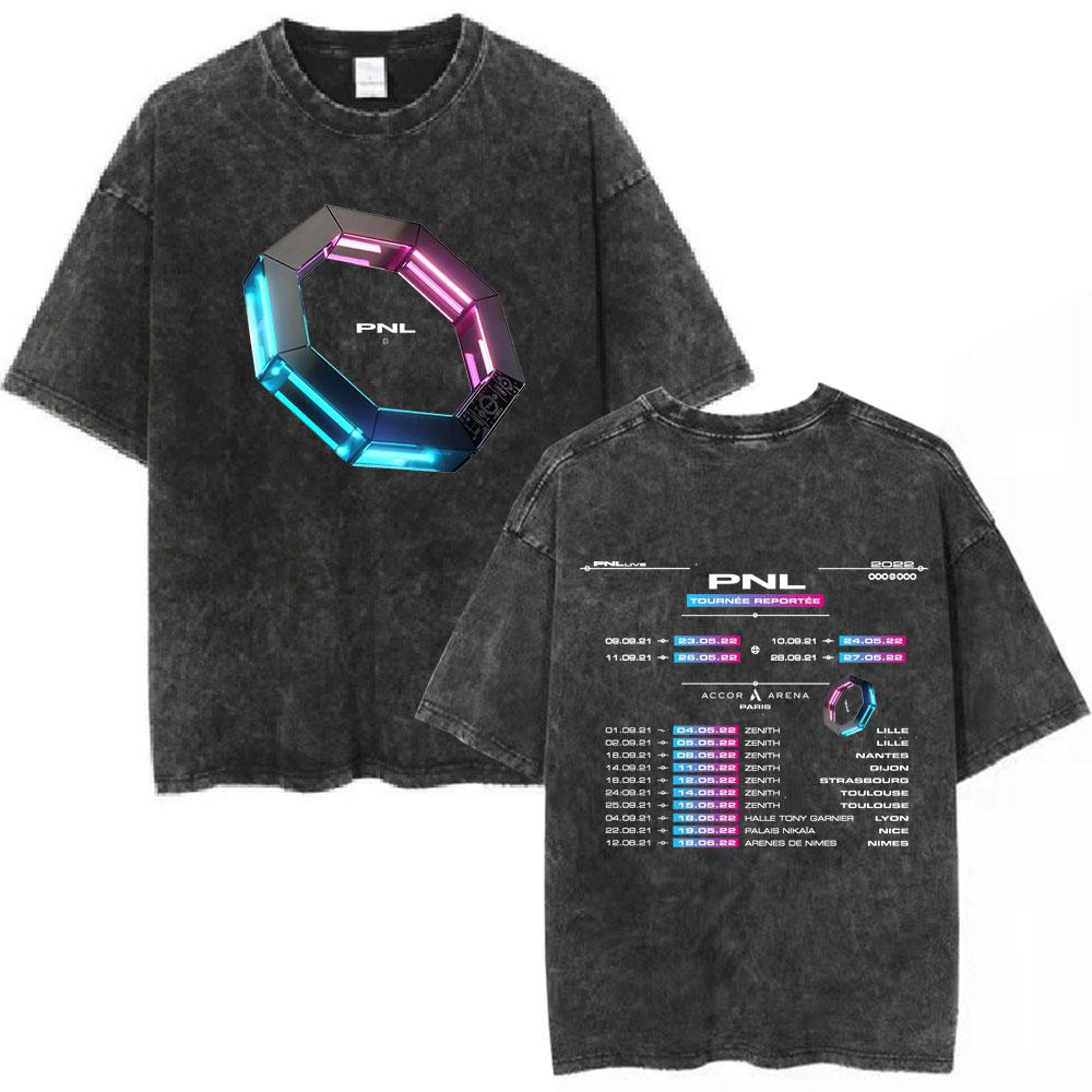 Le Monde Chico Винтажная футболка с варкой Qlf PNL Французский рэп Хип-хоп Футболки Мужские/Женские Хлопковые Повседневные Футболки Оверсайз Уличная одежда