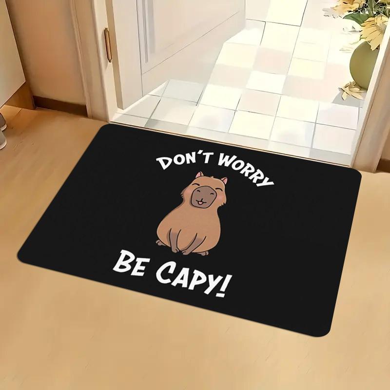 Don't Worry Be Capy Printed Welcome Door Mat Non-Slip Absorbent Machine Washable Rug for Kitchen Living Room Floor Mat