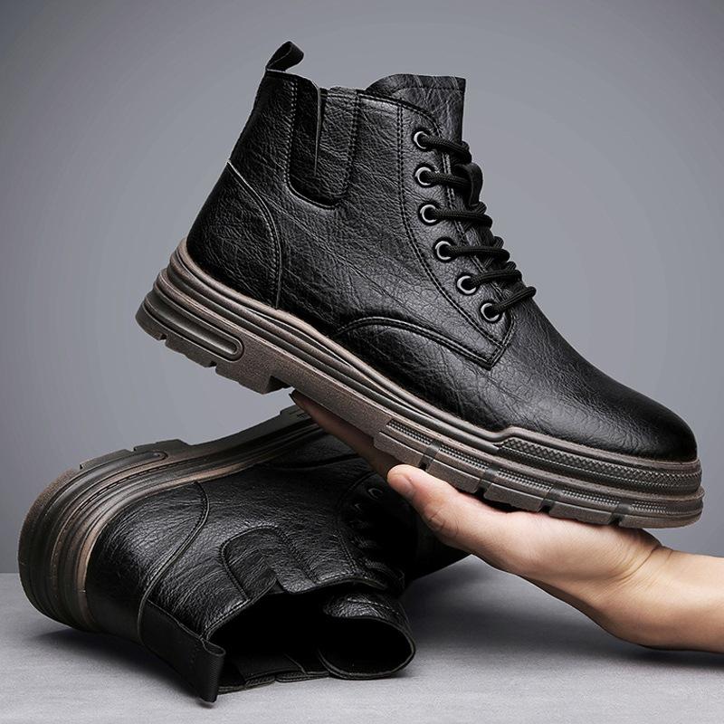 Men's shoes autumn and winter new Martin boots men's British leather boots youth high top