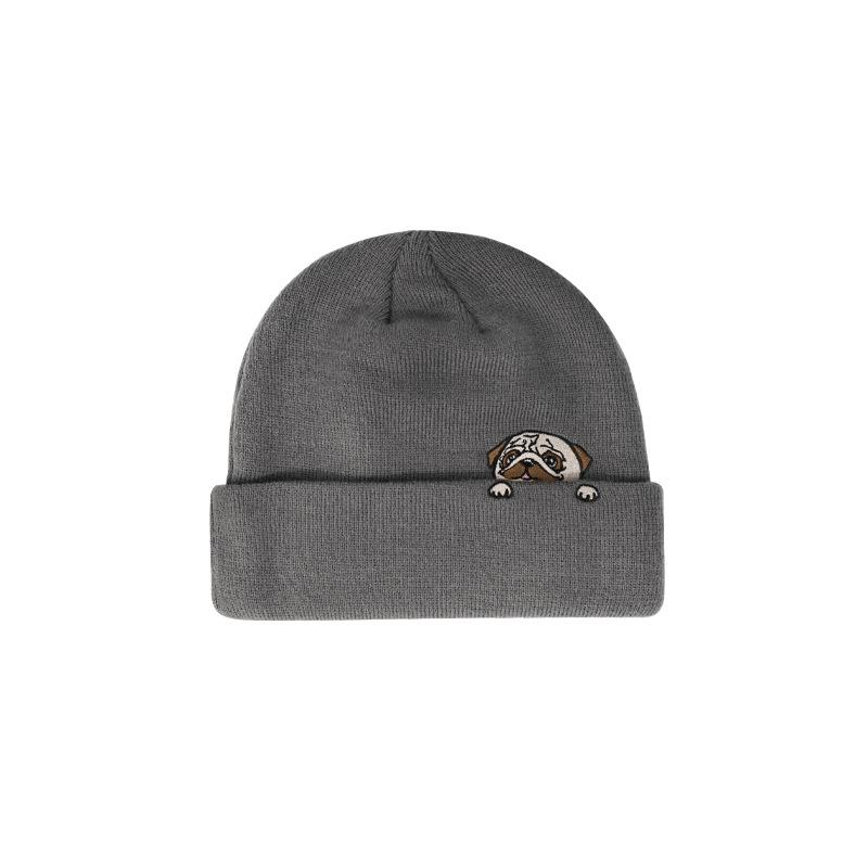 New Dog Embroidery Beanie Hat for Winter, Ear Warmer Knit Cap for Men and Women, Warm Fleece Lined Unisex Skull Cap