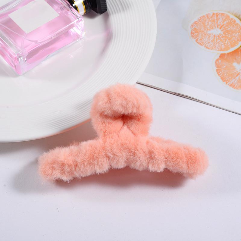 Зимние заколки для волос кролика с когтями. Удобные большие заколки для волос. Красивые однотонные заколки из кроличьей шерсти. Модные головные уборы.