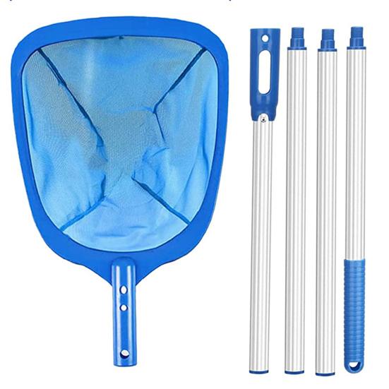 Pool Skimmer Net Deep Fine Mesh Solid Plastic Frame Detachable Pole Large Capacity Heavy Duty Leaf Fine Debris Pool Cleaning Net Pool Accessories