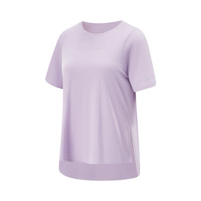 Li Ning Серия Фитнес Однотонная Футболка с Круглым Вырезом Ледяной Шелк Быстросохнущая Прохладная Удобная Дышащая Универсальная Футболка с Коротким Рукавом Женская Футболка ATSV278-4