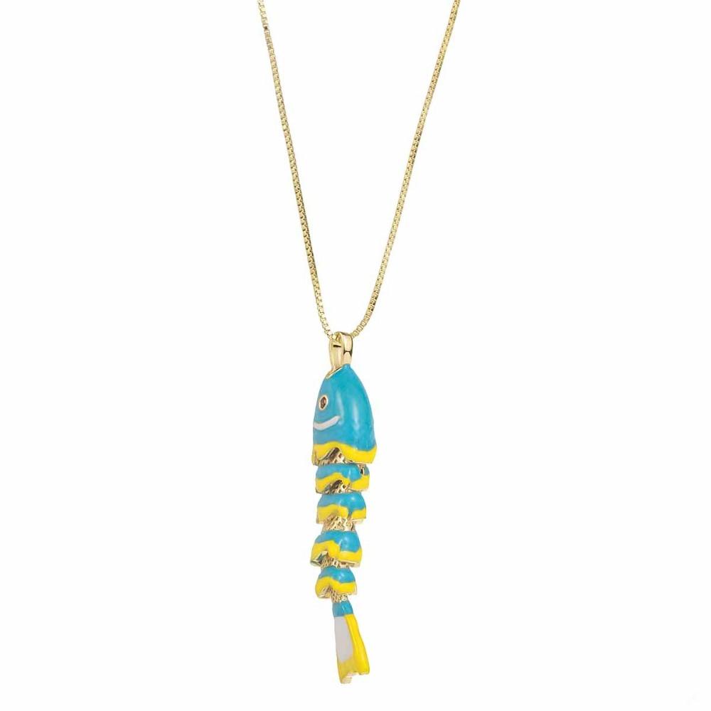 Movable Enamel Fish Necklace Colorful Gold Jewelry Personality Glazed Necklace  Women