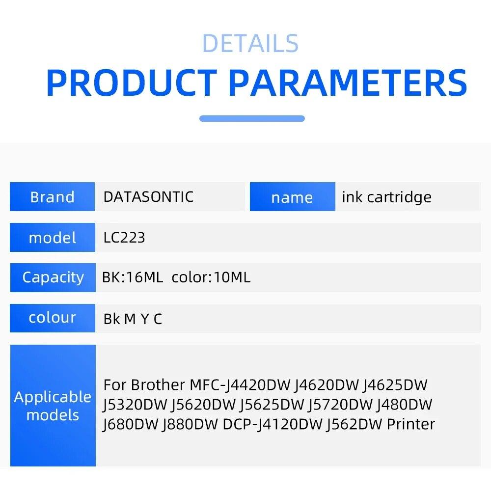 Совместим с картриджами LC223 для чернильного картриджа принтера Brother DCP-J562DW J4120DW MFC-J480DW J680DW J880DW J5320DW J4420DW