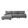 Luxurious Modular Corner Sofa - Oversized L-Shaped Cloud Couch for Living Room, Deep Sleeper Sofa with Ottoman, Corduroy, Chenille Grey
