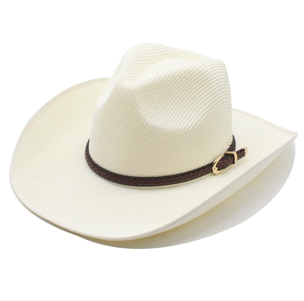 Straw Hat Western Cowboy Hat Knitted Hat Bent Brim Big Eaves Hat Belt