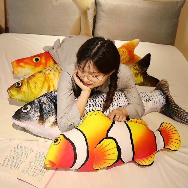1pc 30-120cm 3D Simulation Gold Fish Plush Toys Stuffed Soft Animal Carp Plush Pillow Funny Sofa Pillow Cushion Gift Kids Toy