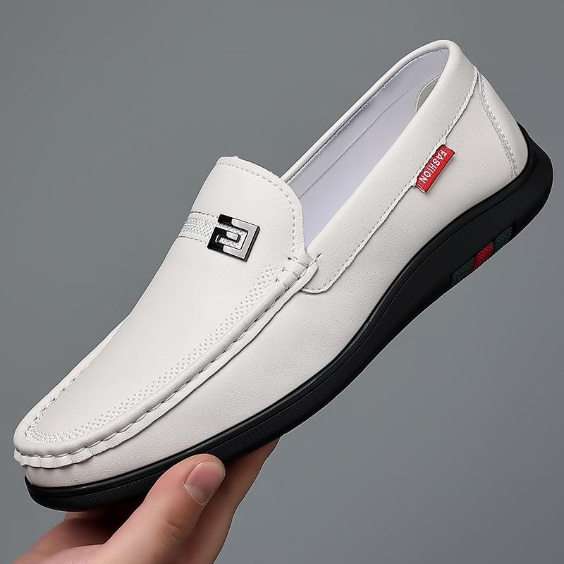 2025 Spring and Autumn New Men's Daily Casual Leather Shoes Men's Leather Breathable Soft Leather Soft Sole Driving Doudou Shoes 6016