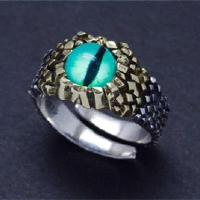 925 Silver Ring Python Eye Snake Eye Demon Eye Ring Opening Adjustable Ring Personality Retro Handmade Ring