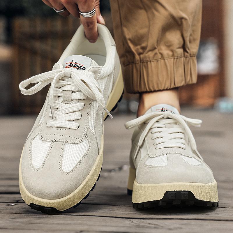 Leather Running Shoes for Men Casual Skate Shoes Sneakers-luxury Skateboard Trainers Free Shipping