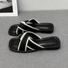 High-value slippers for women's summer outer wear 2025 new indoor flat-bottomed ins cross beach one-word cool slippers for women