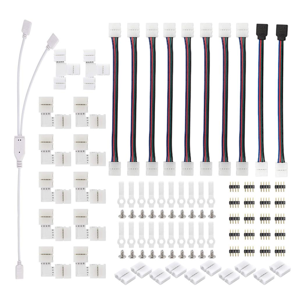 LED Strip Connector Kit For 5050 10mm 4Pin Includes 8 Types Of LED Strip Fitting