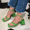 2024 New Summer  High Heel Sandals Women's Square Toe Chunky Heel Roman  Sandals Women  Elegant Party Shoes