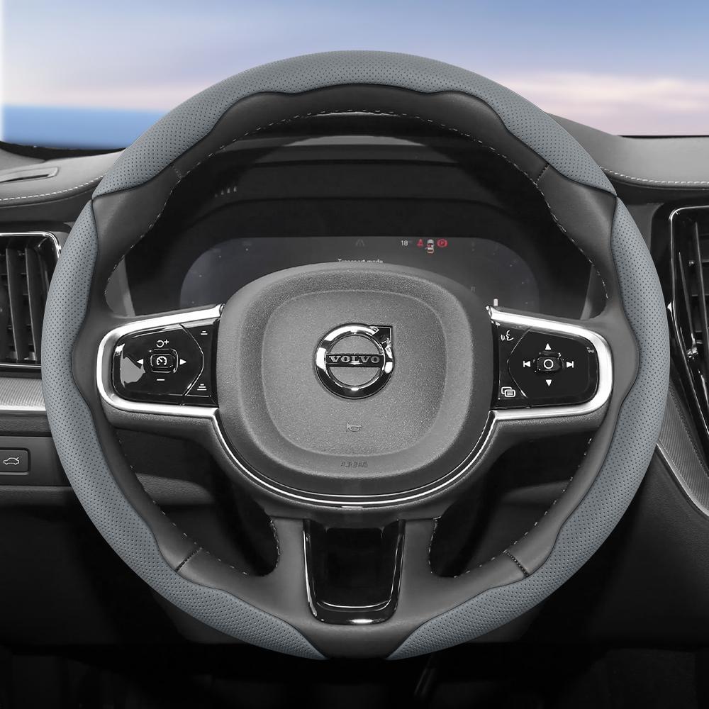 Подходит для Volvo Дышащие отверстия Кожаная накладка на руль Сегментированная конструкция с быстрым снятием Нескользящая Прочная V40 V70 S60 C30 S40 S90 Xc9