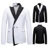 Men's Contrast Collar Double-Breasted Blazer Jacket Formal Dinner Suit for Men Stylish Tailored Coat Multi-Color Male Fashion Outerwear
