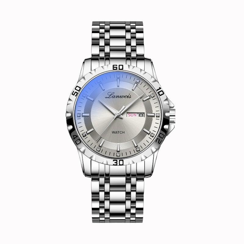 Men's Watch Casual Fashion Steel Belt Calendar Luminous Business Quartz Watch