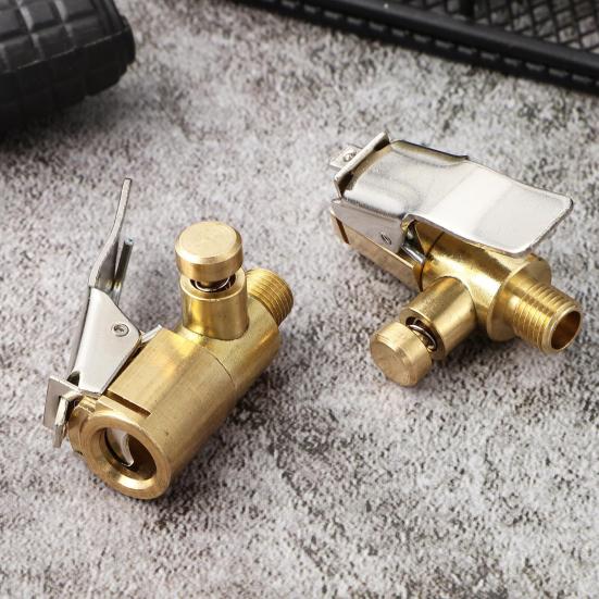 2 шт. Латунные насадки для накачки шин с фиксатором, Пневматический зажим с силиконовым уплотнением, Быстроразъемный зажим для вентиля шины, для автомобильного насоса, Портативный, Противоутечка, Адаптер