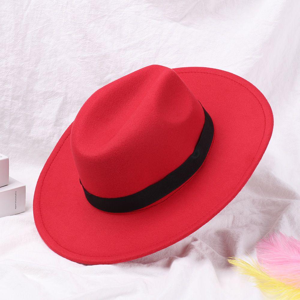 Winter Autumn Vintage Stage Performance Wide Brim Woolen Cowboy Hat Panama Fedora Hat Jazz Cap