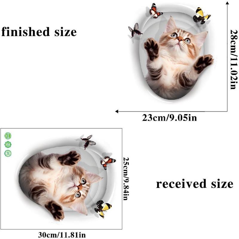 3D Мультяшные Яркие Наклейки на Унитаз с Котом, Милые Животные Собака Белка Наклейки на Унитаз, Украшение для Ванной Комнаты, Водонепроницаемые Наклейки