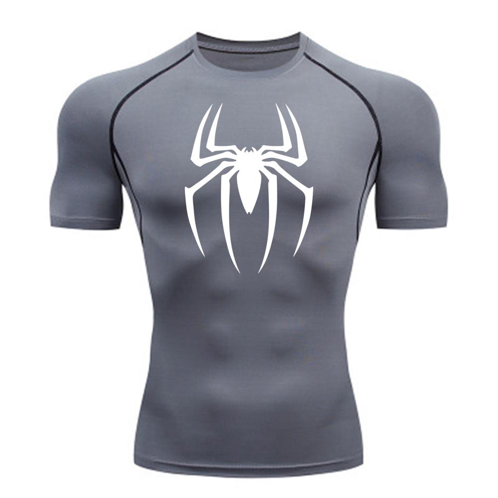 2026 New Spider Print Tight Fitting Shirt, Quick Drying T-shirt, Gym Running Clothes, Breathable Short Sleeves, Spring and Summer