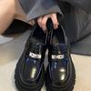 Lock British Style Small Leather Shoes Women's Autumn 2024 New Retro Platform Single Shoes Round Head Shallow Mouth Loafers Women