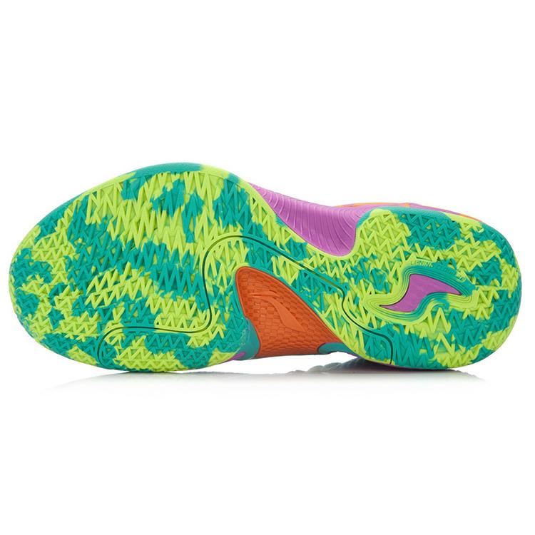 Li Ning Shadow 1 Облачная амортизация Скользкая подошва Поддержка средней высоты Баскетбольные кроссовки Мужские Зеленый Желтый Фиолетовый ABAL001-1