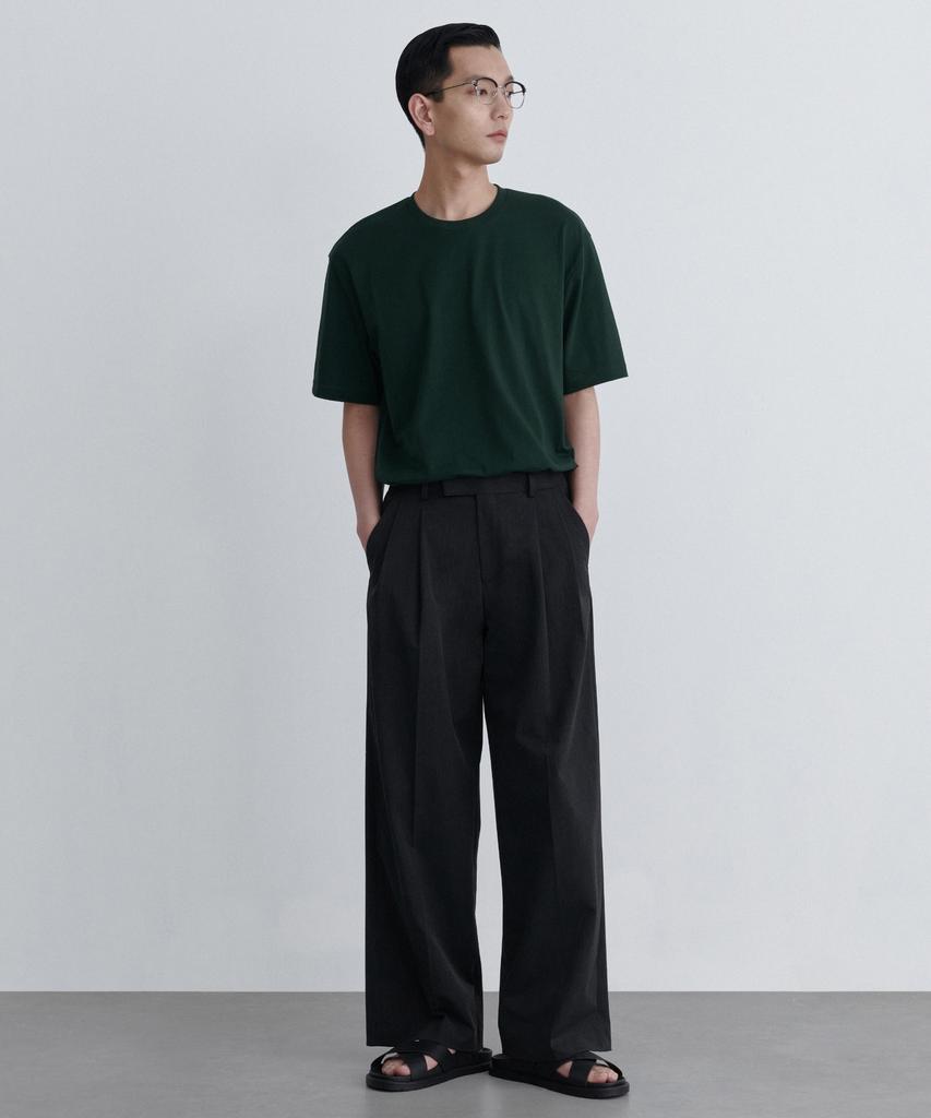MUSINSA STANDARD Super Wide Hidden Banding Slacks [Charcoal Gray]