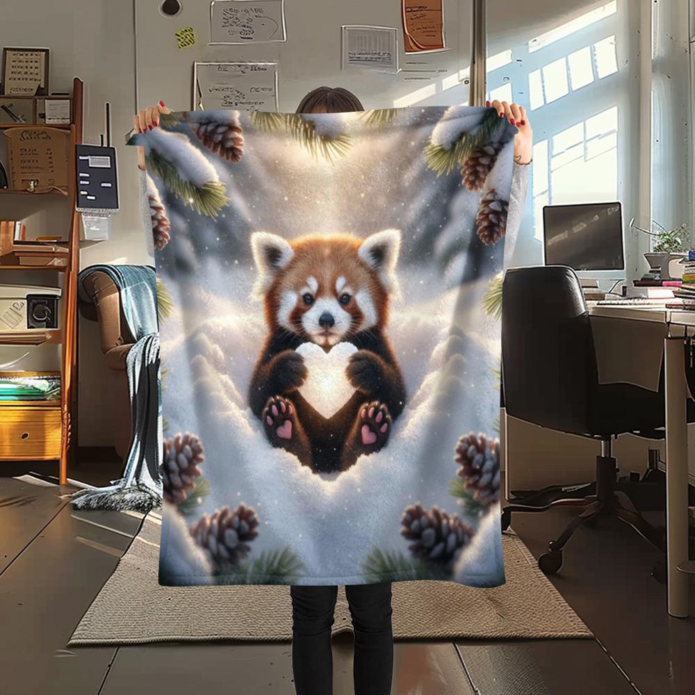 1PC Snow animals Print Flannel Blanket, High quality Comfortable for All Seasons, Home Decor, Warmth and Comfort