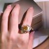 Women's S925 Sterling Silver Rose Flower Ring Natural Crystal Adjustable Opening Ring Fashion Jewelry