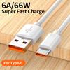 6A 100W Super Fast Charging USB Type C Cable USB-C Mobile Phone Data Cable For Huawei P40 P30 Xiaomi 14 Redmi 13 Oneplus Samsung