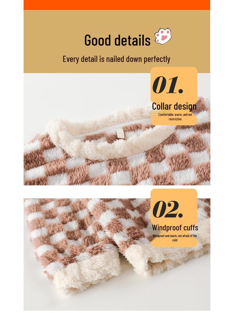 Мужская и женская толстая пижама из кораллового флиса: Теплый вельветовый фланелевый зимний комплект