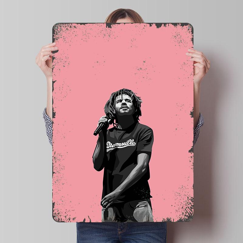 J Cole Music Metal Poster Customized Wall Art Retro Vintage Tinplate Signs for Wand Deko Interior Decoration Living Room Decor