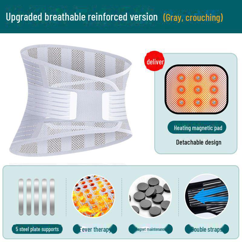 Breathable Summer Waist Support Belt with Steel Plate for Long-term Pain Relief and Sports - Thin Design