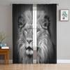 Lion Chiffon Sheer Curtains For Living Room Bedroom Decoration Window Tulle Curtains Drapes