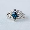 Роскошное ретро кольцо в форме цветка, инкрустированное каплями воды, с синим цирконом для женщин, нишевая высококлассная корона, европейские и американские ювелирные изделия