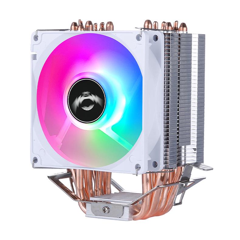 CPU кулер с 6 тепловыми трубками, 9-см белым вентилятором и 4-контактным PWM-управлением температурой для AMD 775, 1700, воздушное охлаждение.