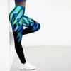 Womens Blue Bamboo Leaves Prints Stretch Yoga Leggings Fitness Running Gym Sports Active Pants
