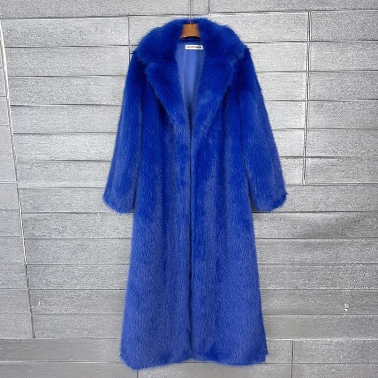 Winter Women Casual Faux Fur Coat Long Jacket Trendy Cardigan Solid Color High End Fashion