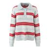 Womens Vintage Polo Neck Knit Sweater Loose Fit Striped Casual Top