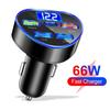 66W 5 Ports USB Car Charger Fast Charging QC3.0 PD Quick Charge LED Volt Display Cordate Auto Mobile Phone Charging Adapter For Smart Phones