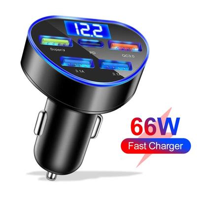 66 Вт 5 портов USB автомобильное зарядное устройство быстрая зарядка QC3.0 PD быстрая зарядка светодиодный дисплей вольт Cordate авто мобильный телефон зарядный адаптер для смартфонов