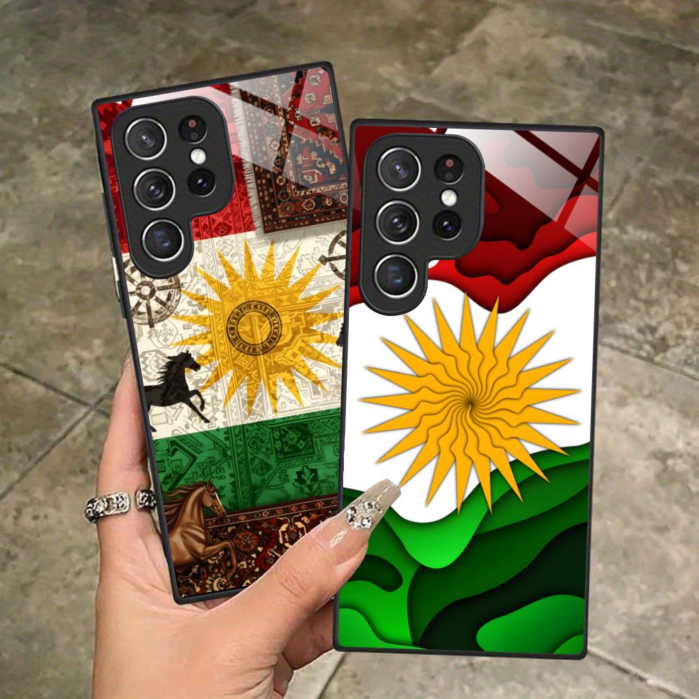 Стеклянный чехол для мобильного телефона с флагом Курдистана для Samsung Galaxy S26 S25 S24 S23 S22 S21 S20 Note20 Plus FE Ultra Цветная крышка