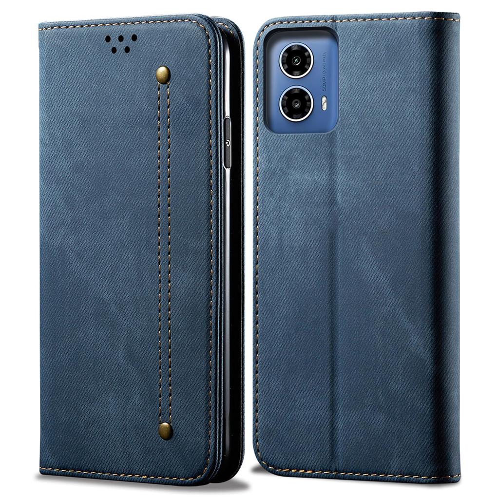 For Motorola Moto G35 5G Case Jeans Cloth Texture Anti-Scratch Leather Stand Phone Cover