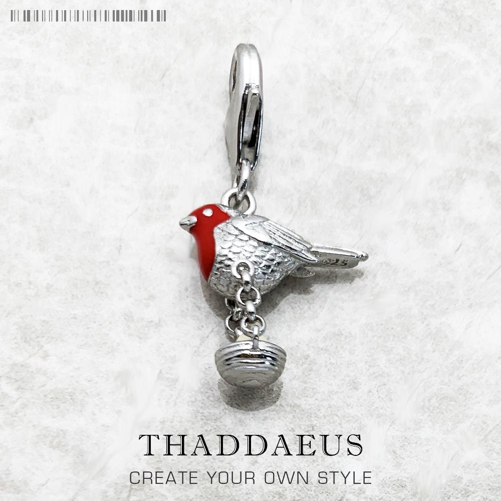 Red Robin Bird Dangle Charm For Women 925 Silver Cute New Gift