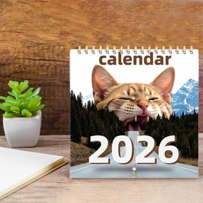 Настенный календарь 2026 2026 Янв. декабрь. Ежемесячный планер на 2026 год со смешными изображениями кошек, на спирали, настенный календарь для любителей кошек