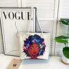 Canvas Tote Bag For Women With Creative Print And Spliced Design For Casual Travel