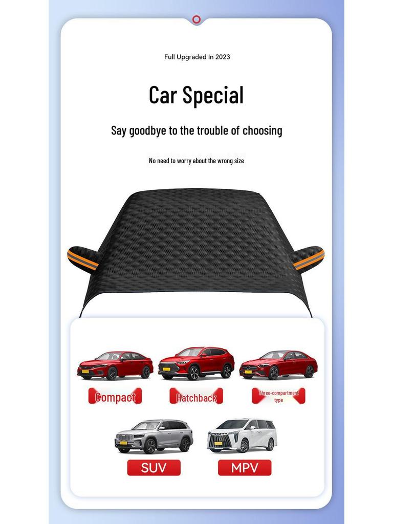 Magnetic Black Car Windshield Snow Cover - Thickened Sunshade and Frost Protection